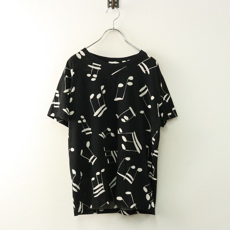 JPタグ サンローランパリ Saint Laurent PARIS エディ期 437178 音符プリント 半袖Tシャツ XS ブラック┃イタリア製