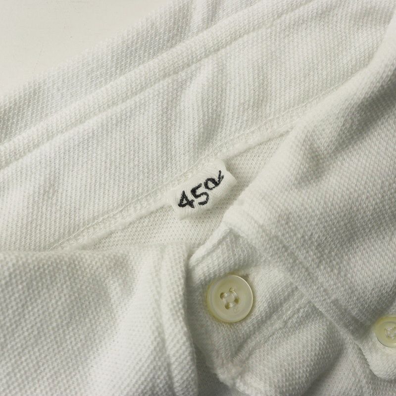 美品 45r フォーティーファイブアール 長袖シャツ 2 白 コットン 日本製 フォーティファイブアール 45R 45rpm カノコの908オーシャンポロ 2