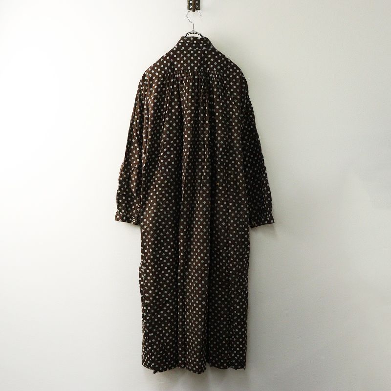 2025 AW 45 R フォーティファイブアール インドカディ水玉プリントのくしゅくしゅドレス 濃ブラウン ワイド ワンピース