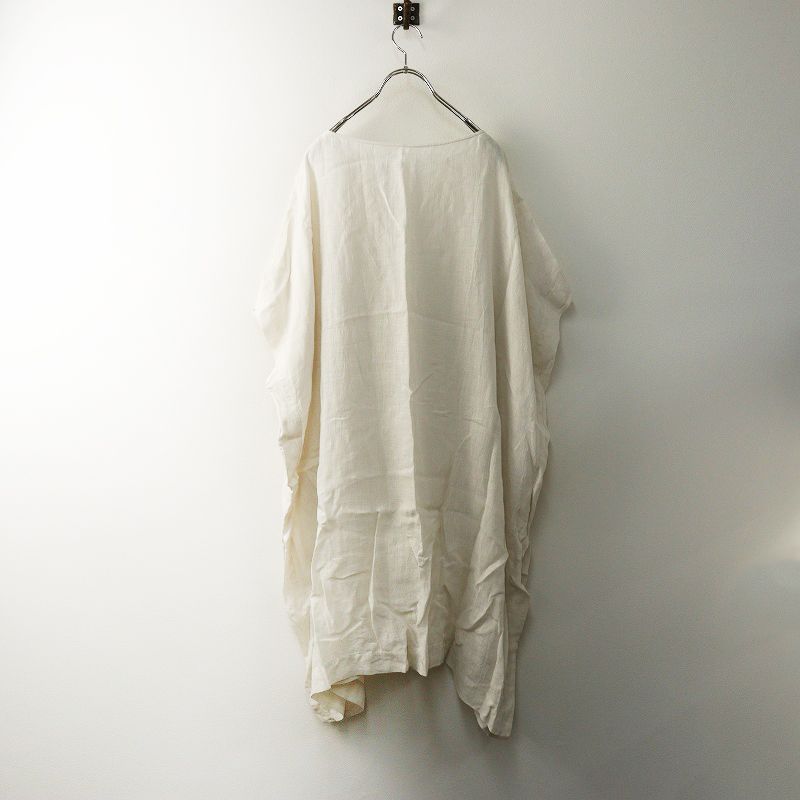 2025 エヴァムエヴァ evam eva linen poncho リネンポンチョ ワンピース F オフホワイト ドレス ロング フ ワイド