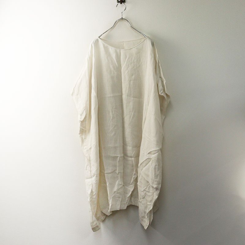2025 エヴァムエヴァ evam eva linen poncho リネンポンチョ ワンピース F オフホワイト ドレス ロング フ ワイド