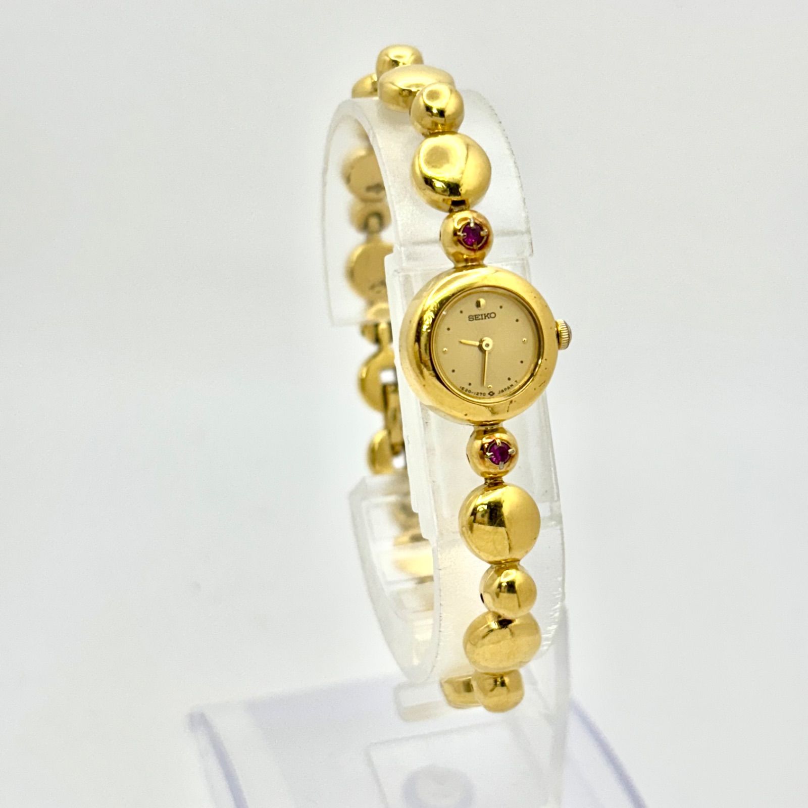 新品電池】SEIKO セイコー 2Pカラーストーン レディース ゴールド 1E20