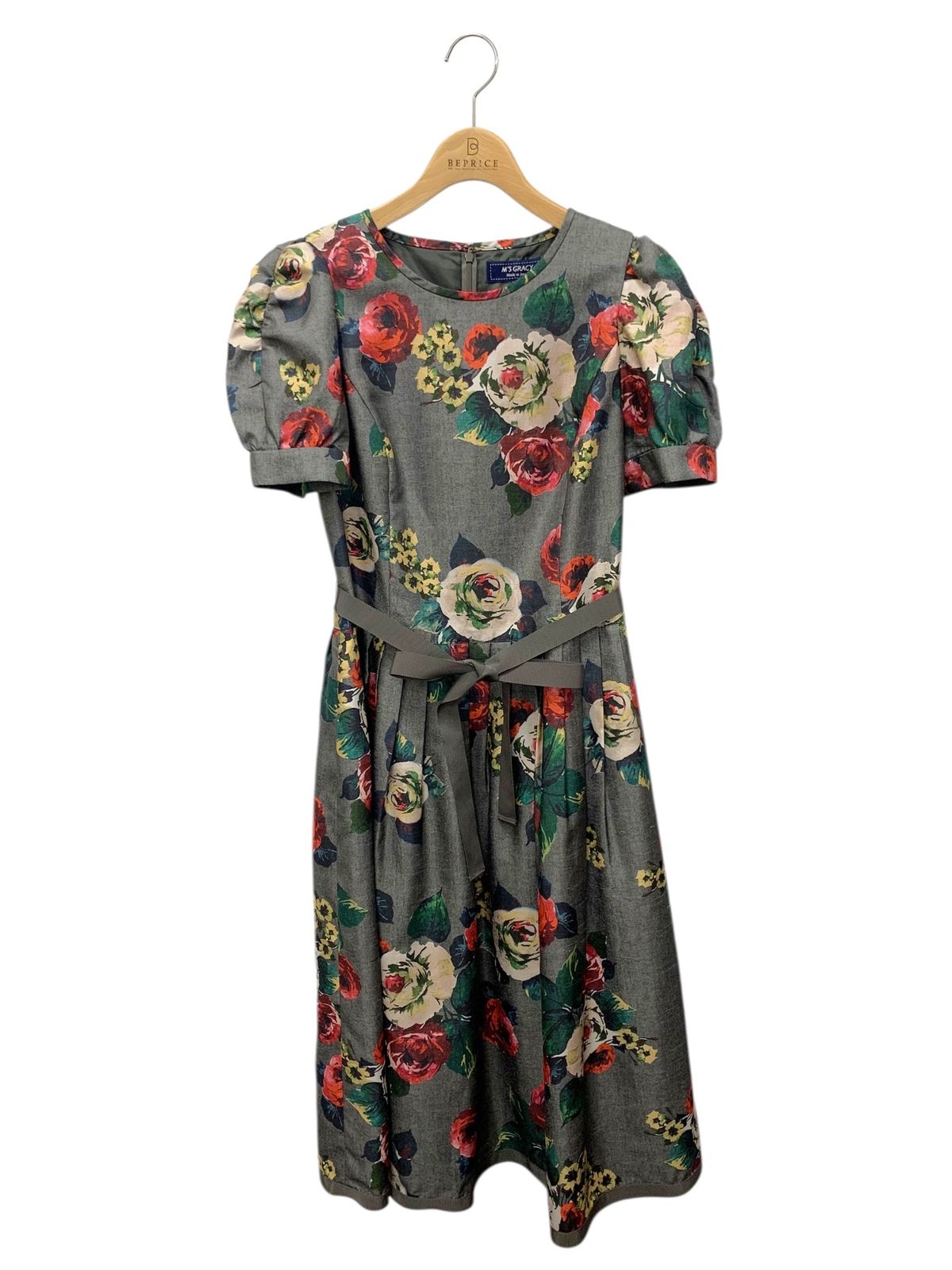エムズグレイシー 多色フラワードレス 311513 ワンピース 40 グレー カタログ掲載モデル