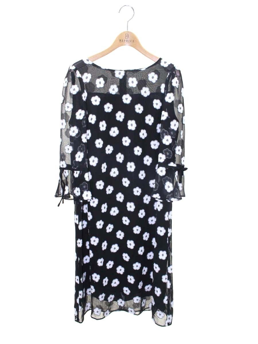 エムズグレイシー 011137 ワンピース 40 ブラック シアー 袖リボン