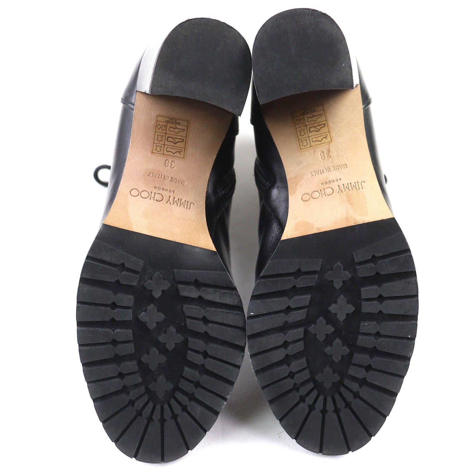 美品△JIMMY CHOO ジミーチュウ JCロゴ サイドジップ レースアップ レザー アンクルブーツ ショートブーツ ブラック 38 伊製 レディース 美品△JIMMY CHOO ジミーチュウ JCロゴ サイドジップ レースアップ