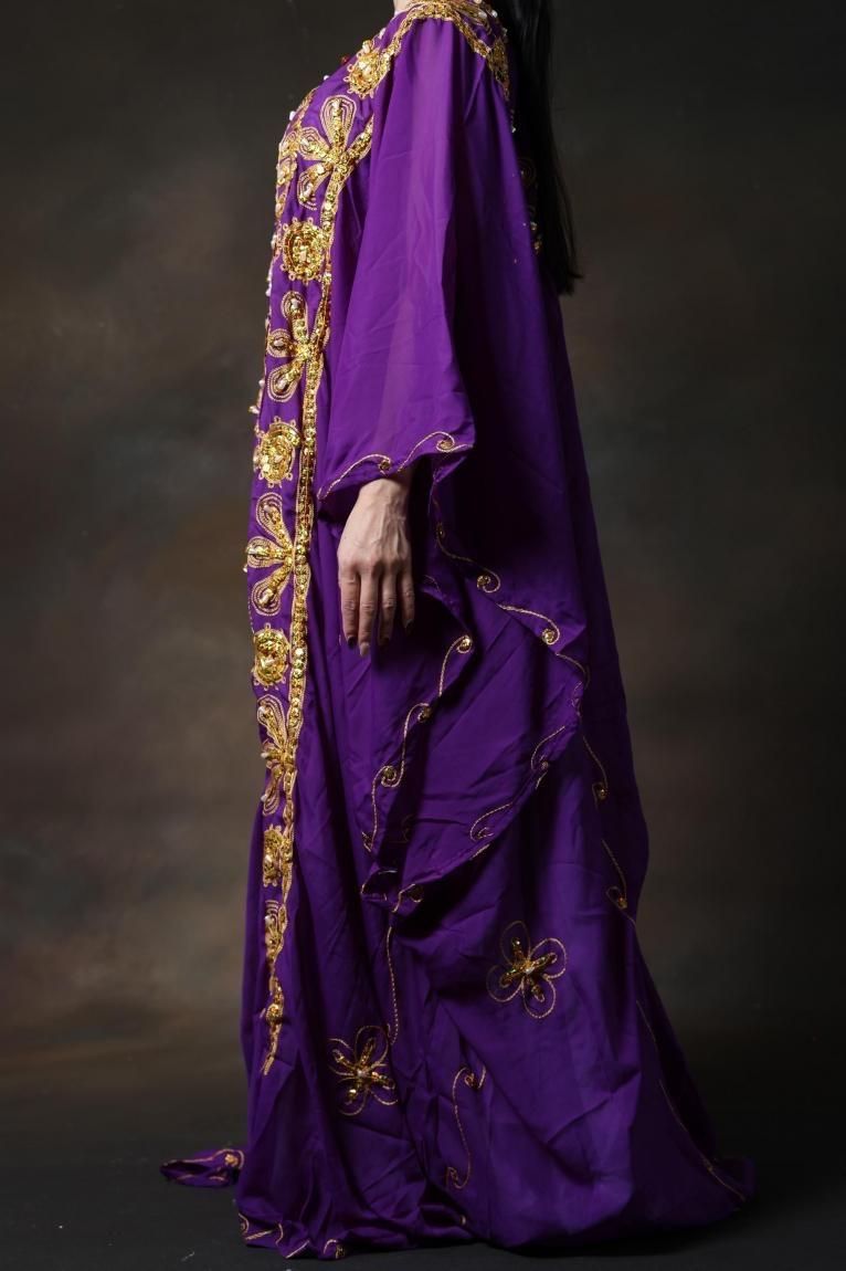購入 新品 ハリージドレス 紫 ベリーダンス ガラベーヤ ハリージドレス