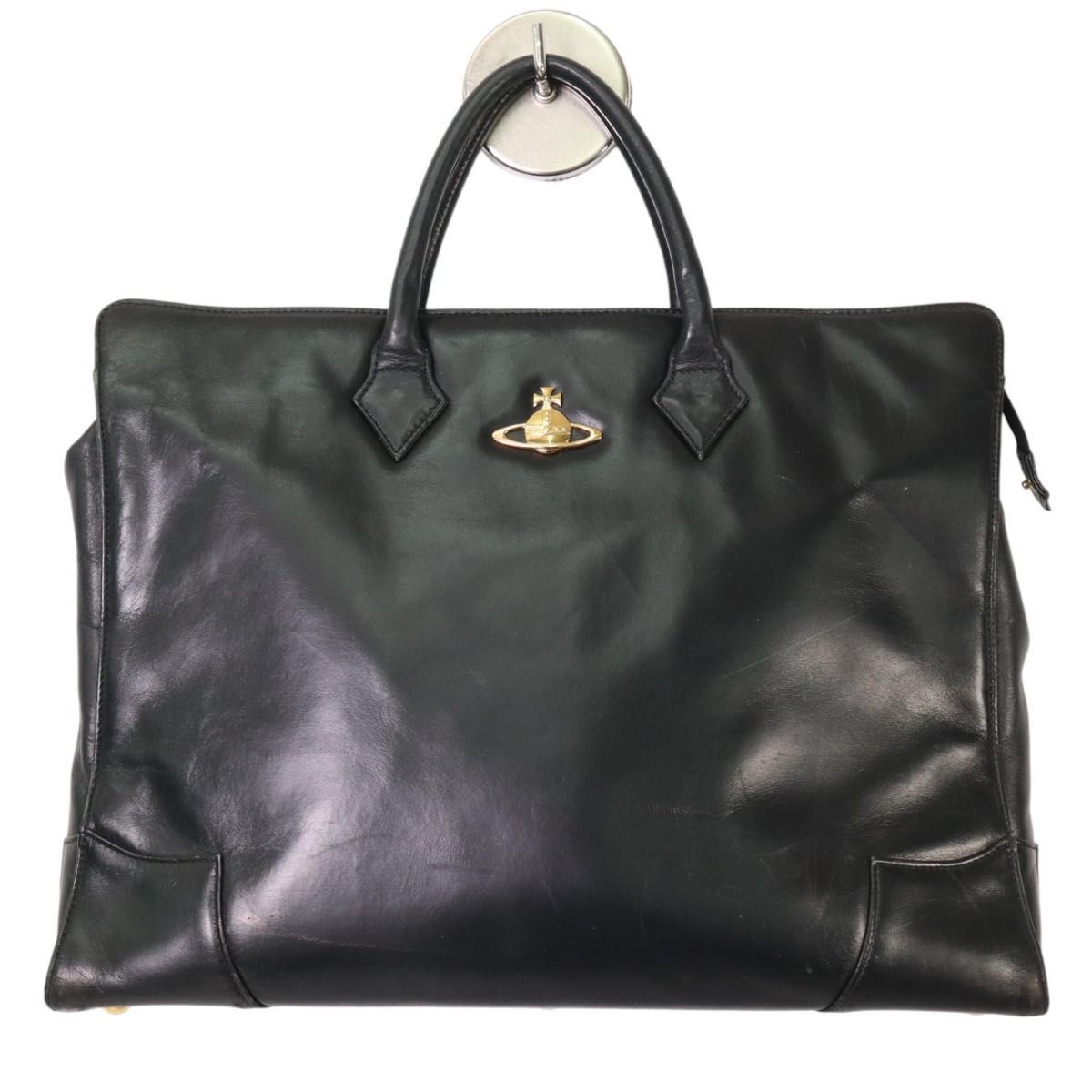 【最終値下げ】ヴィヴィアンウエストウッド ビジネスバッグ レザー オーブロゴ 黒 人気】Vivienne Westwood レザートートバッグ ビジネスバッグ