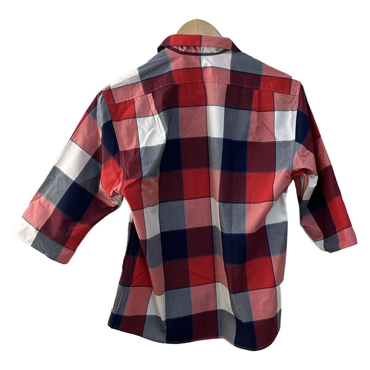 FUKUZO フクゾー 七分袖シャツブラウス サイズL レディース - 白×レッド×マルチ 豹柄 チェック柄