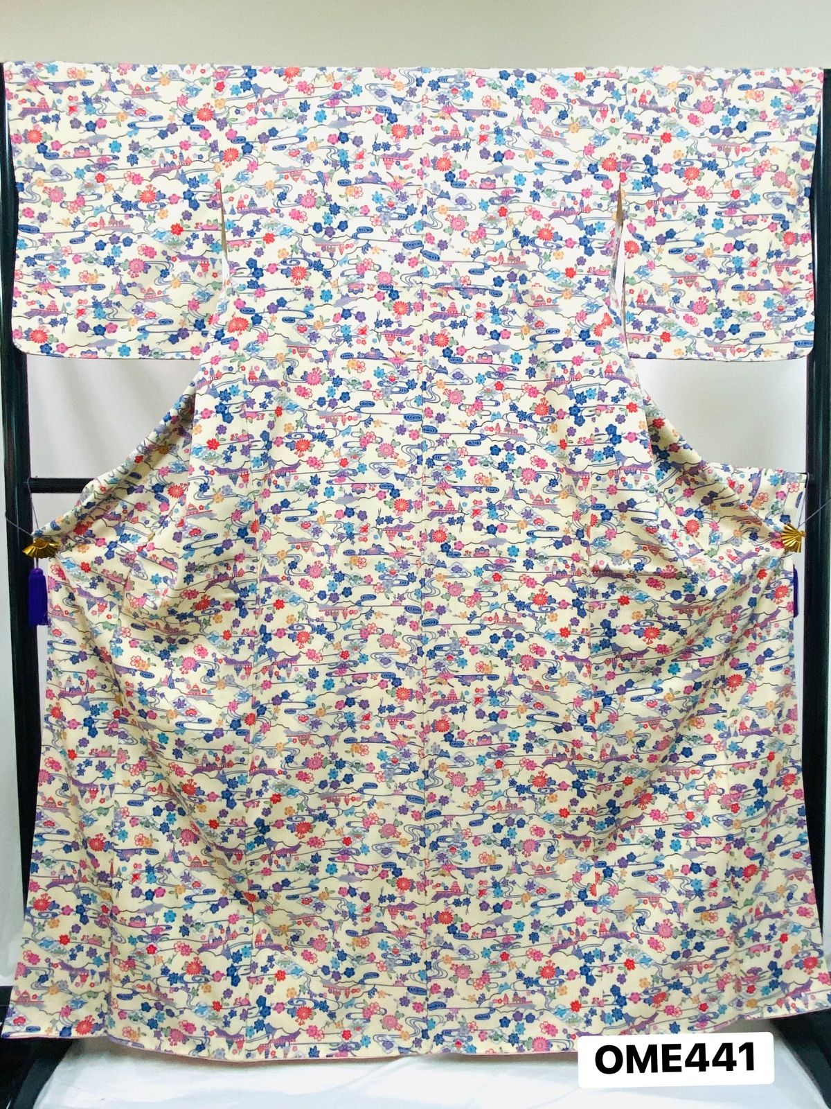 【mparis*】正絹 小紋　京華 紅型 花鳥柄　着尺反物京友禅 丹後縮緬 mparis*】正絹 小紋 京華 紅型 花鳥柄 着尺反物京友禅 丹後縮緬 mparis*】