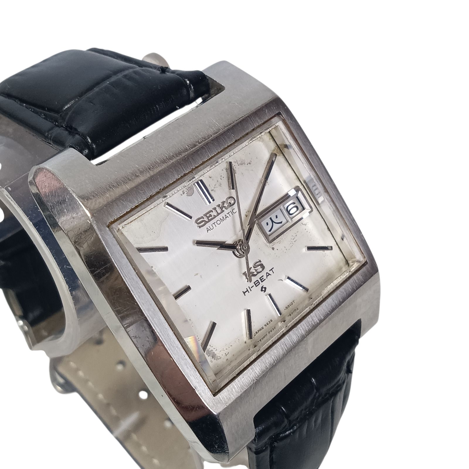  稼働 1210 1 SEIKO KS HI BEAT セイコー キングセイコー ハイビート 5626 5010 メンズ腕時計 自動巻き カットガラス スクエア 腕時計(クォーツ) 腕時計(アナログ)