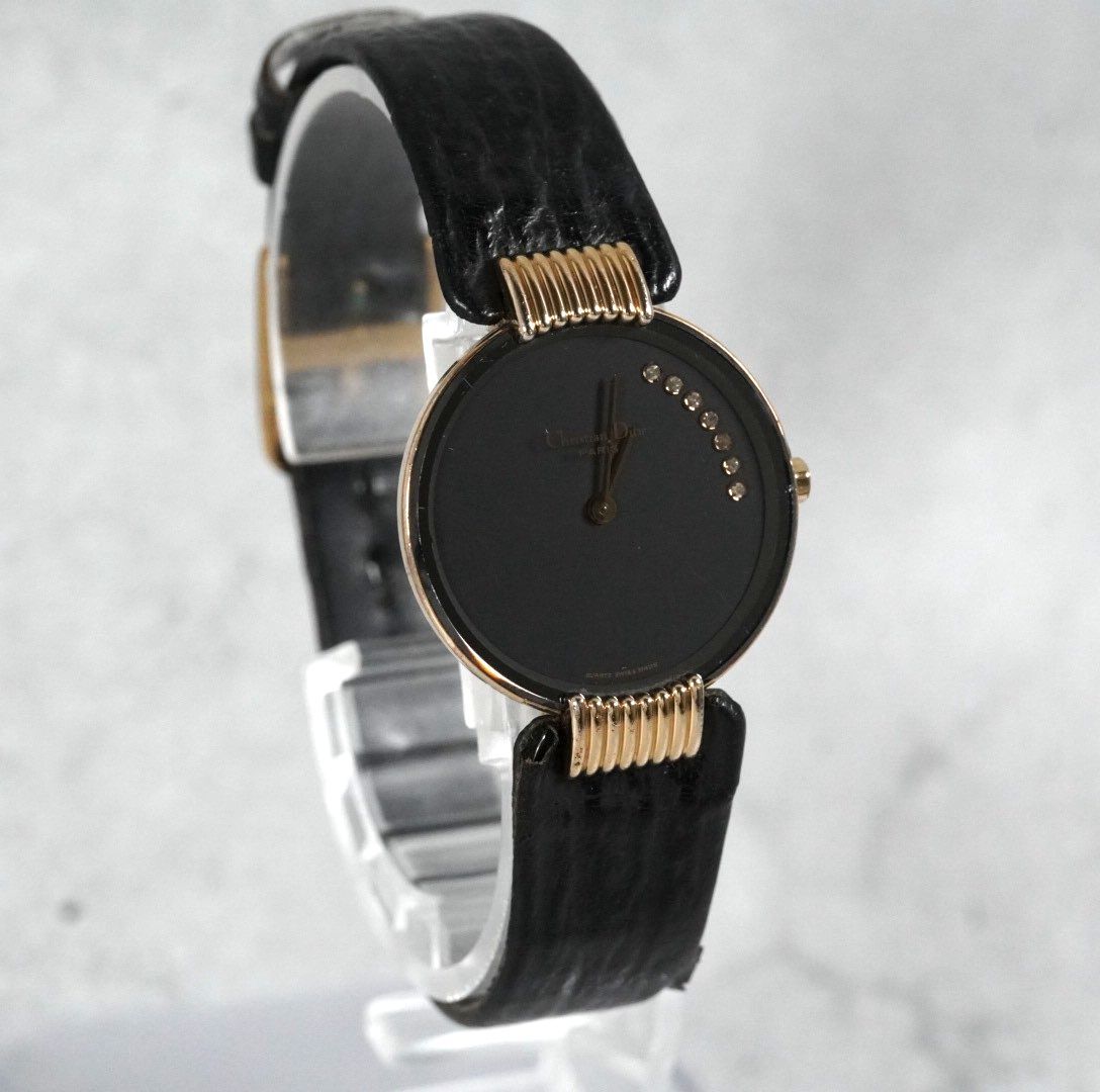稼働 Christian Dior デイト ラウンド 腕時計 新品電池 クォーツ 新品電池交換済】 Christian Dior クリスチャン ディオール 腕時計