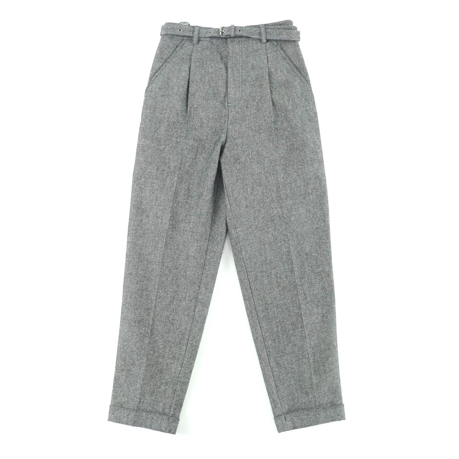 Christian Dior クリスチャンディオール センタープレス スラックス ベルテッドパンツ グレー 40 イタリア製 レディース
