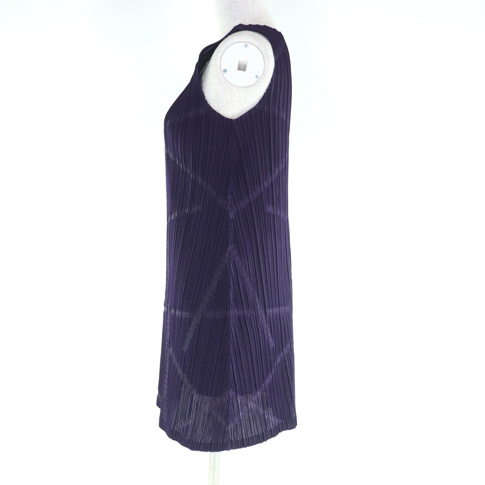 PLEATS PLEASE プリーツプリーズ イッセイミヤケ PP 43-JT 786 エンボス加工 ノースリーブ ワンピース パープル 3 レディース