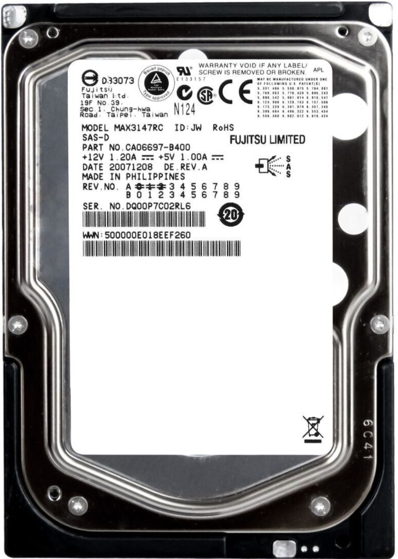 3年保証 Hard Drive Fujitsu 146 GB 16 MB Cache SAS 3 Gbps 3.5 Inch