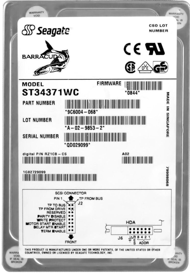 3年保証 Hard Drive Seagate Barracuda 4.35 GB 7200 RPM SCSI 80-PIN 3.5 Inch