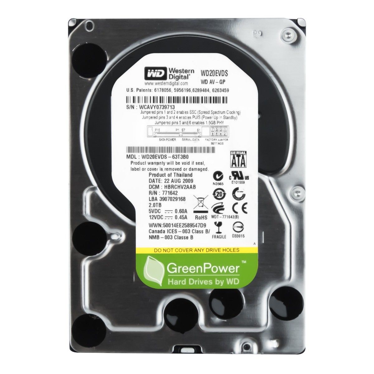 3年保証 WD Car Green Power 2 TB 7.2 K 32 MB SATA II 3.5