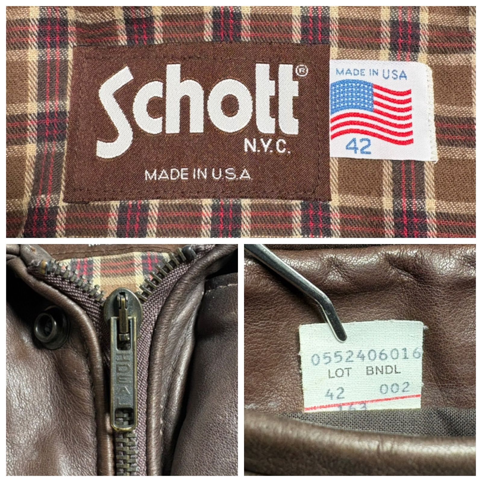 米国製】Schott レザージャケット 茶 42 カーコート 本革 - メルカリ