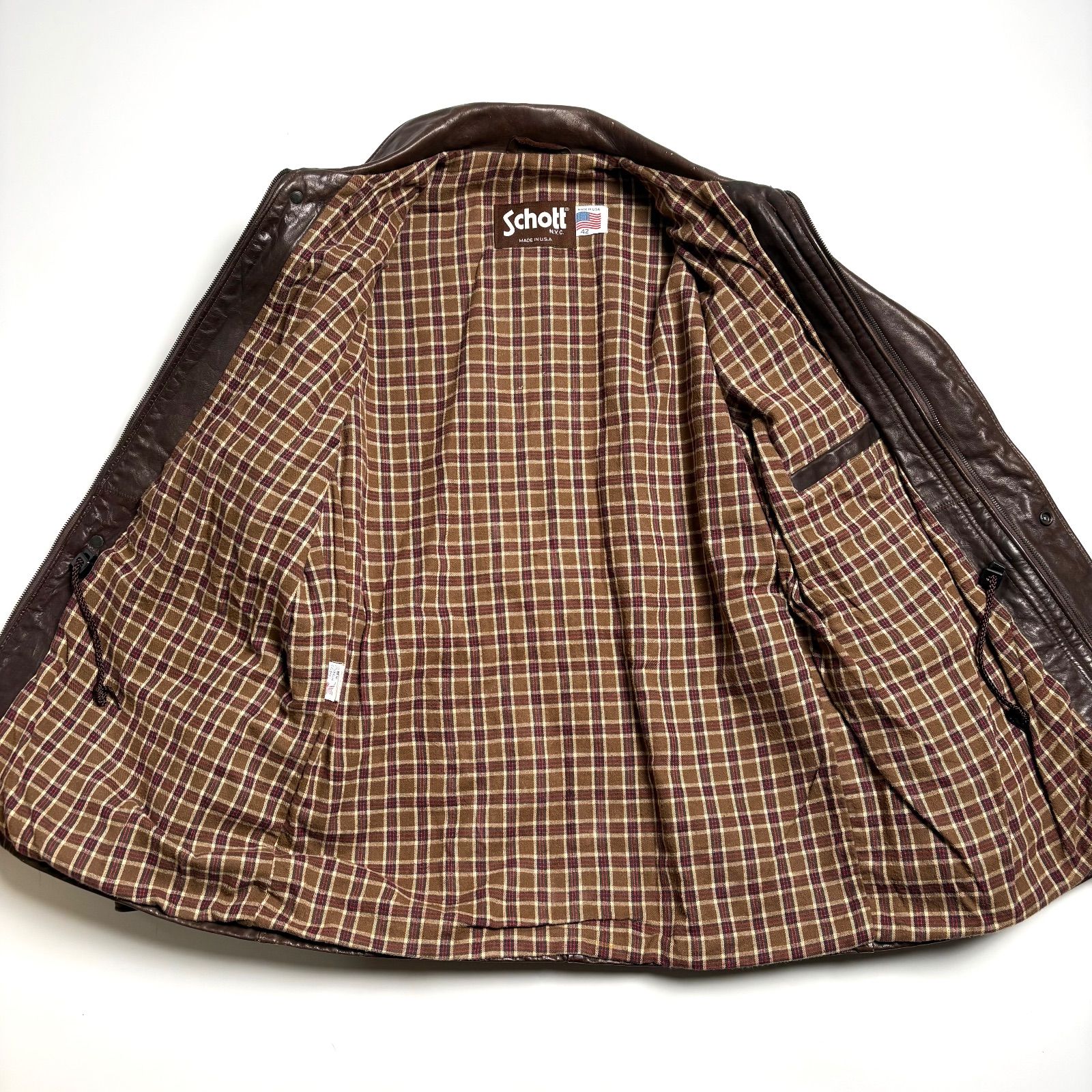 米国製】Schott レザージャケット 茶 42 カーコート 本革 - メルカリ