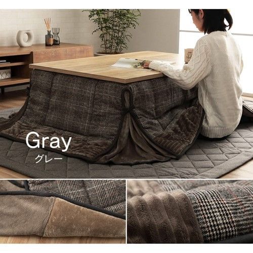 省スペース こたつ布団 長方形 チェック柄 グレー 約180 220 cm ン