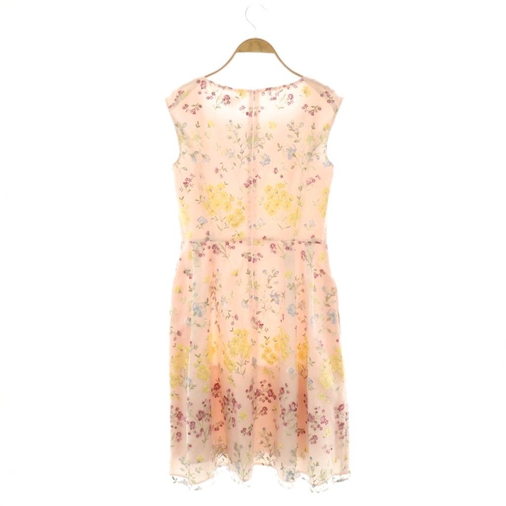 トッカ TOCCA FLOWER WALTZ GARDEN ドレス ワンピース 膝丈 刺繍 ノースリーブ 4 ピンク HK OS