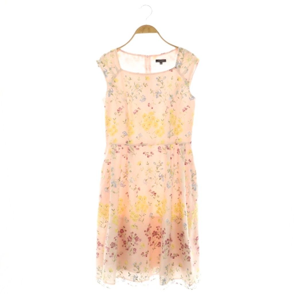 トッカ TOCCA FLOWER WALTZ GARDEN ドレス ワンピース 膝丈 刺繍 ノースリーブ 4 ピンク HK OS