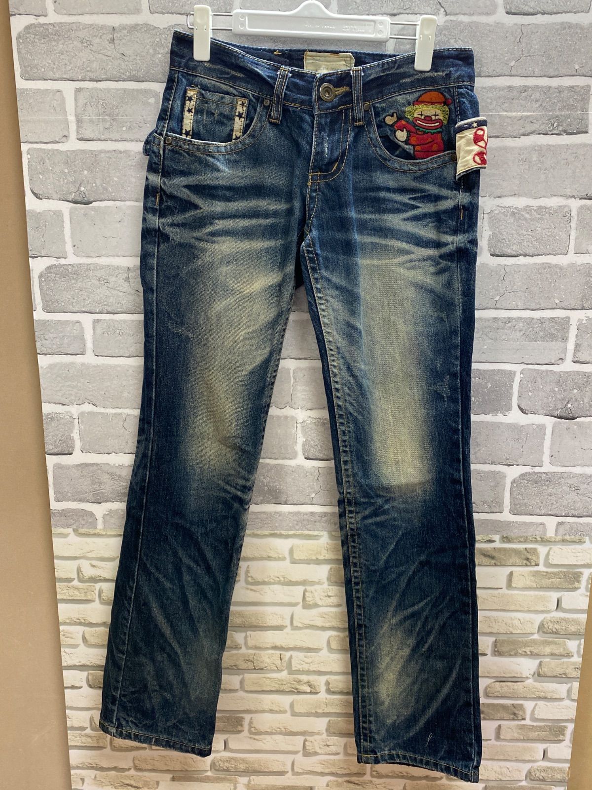 D 1 08 LOLITA JEANS XSサイズ サーカスボアワッペン デニムパンツ 青紺色