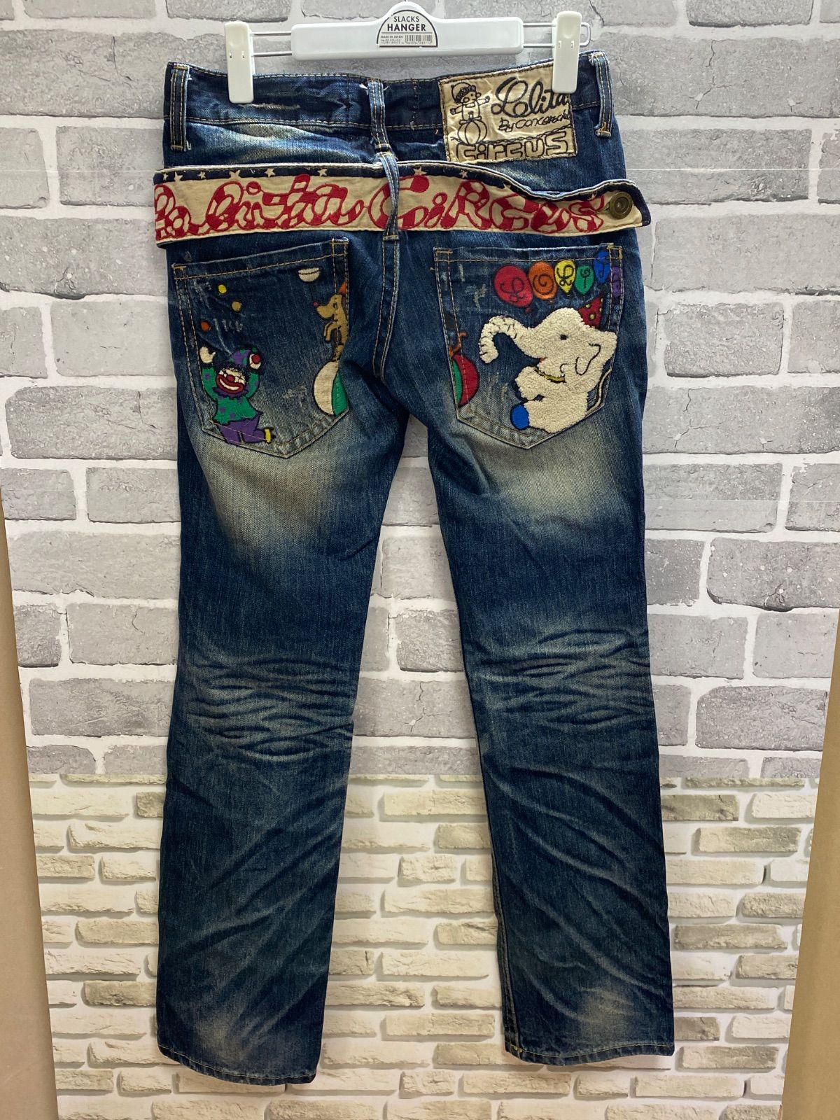 D 1 08 LOLITA JEANS XSサイズ サーカスボアワッペン デニムパンツ 青紺色 お出かけ用 ワードローブ