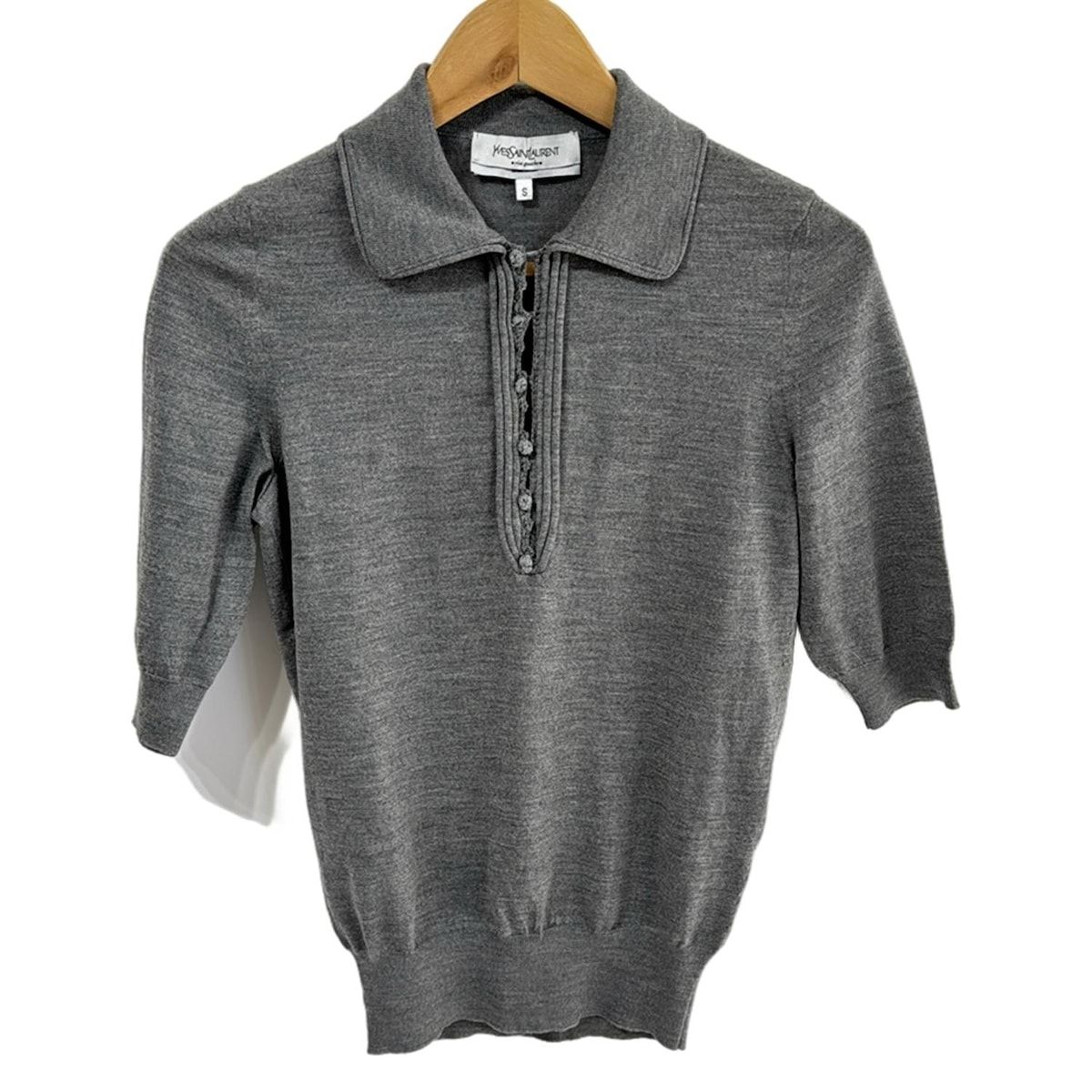 YvesSaintLaurent rivegauche YSL イヴサンローランリヴゴーシュ 半袖ポロシャツ サイズS レディース - グレー
