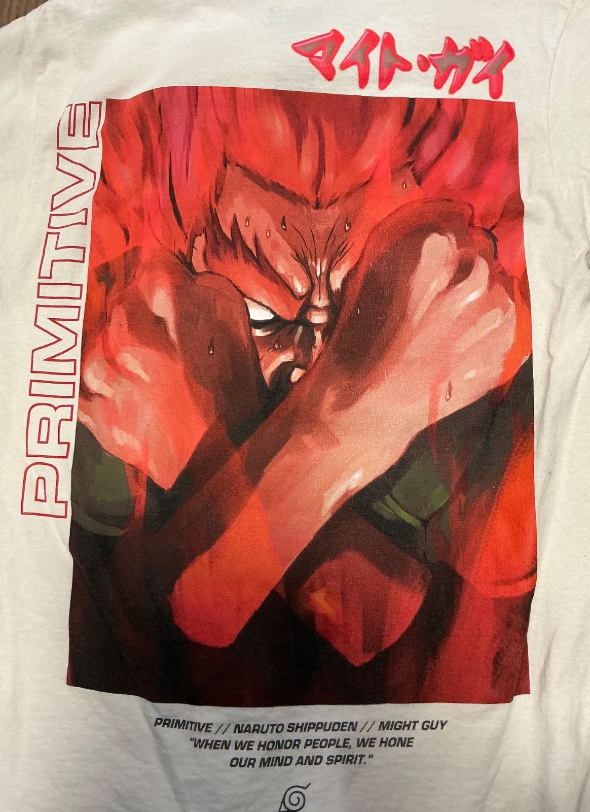 激レア Primitive × NARUTO ナルト マイト・ガイ Tシャツ【A-598