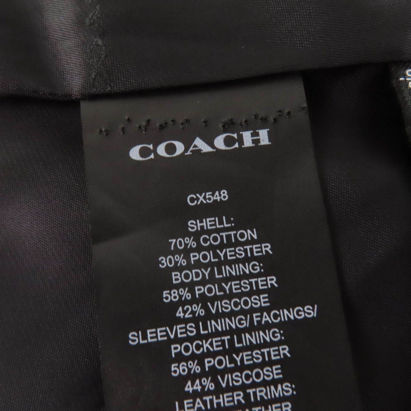 極美品☆COACH コーチ CX548 コットン ロゴボタン・ロゴ金具付 ロング