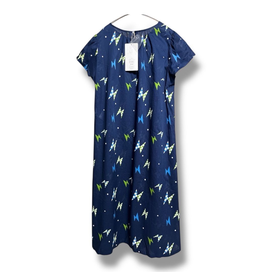 sally Scott サリースコット 総柄 コットン ワンピース 透け感 綿 定価35000円 レディース サイズ9 ネイビー 夏 23 No.K 1009