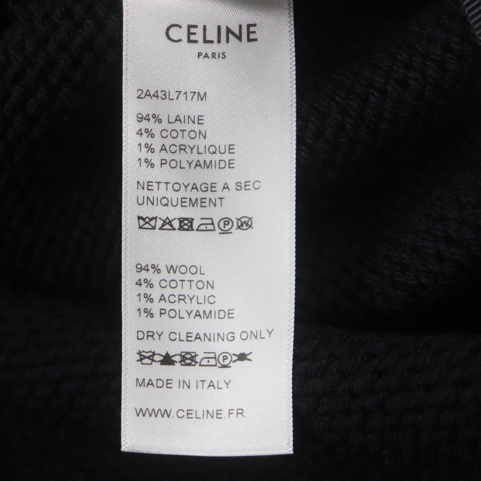 未使用品▽CELINE セリーヌ 2A43L717M ウール94% ピエロ ボクシー