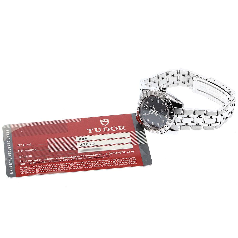  チュードル TUDOR 22010 クラシックデイト 10 Pダイヤ 自動巻き レディース保証書付き_921826 自動巻き時計 腕時計(アナログ)