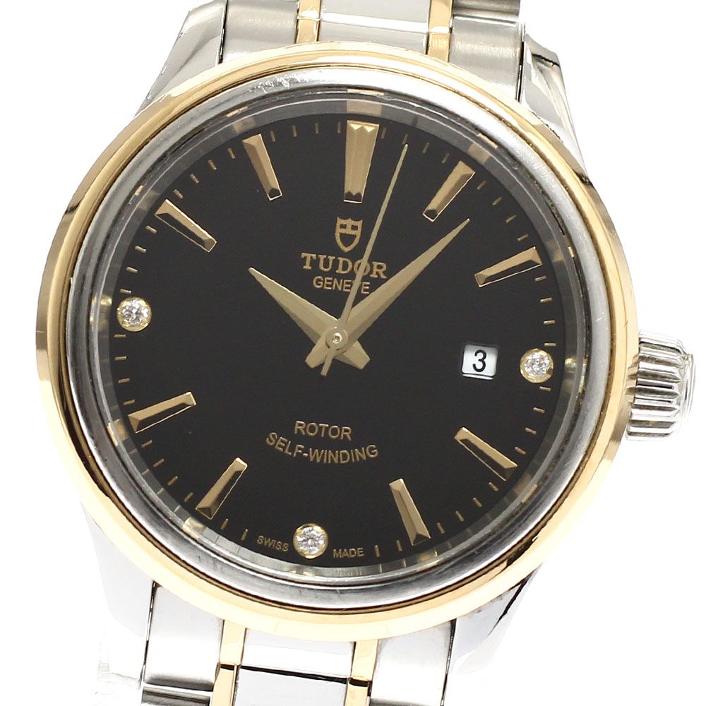 チュードル TUDOR 12103 スタイル デイト 3 Pダイヤ 自動巻き レディース保証書付き_922630