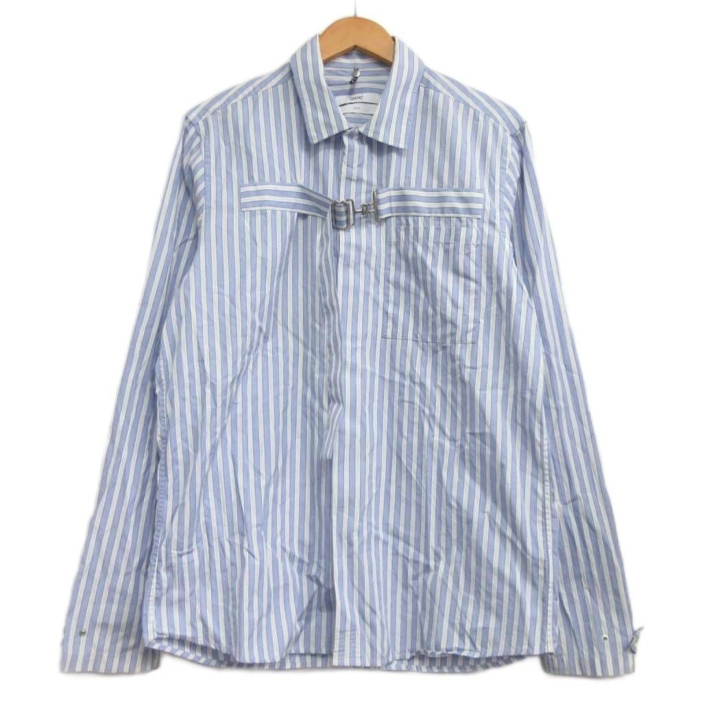 【中古】オーエーエムシー OAMC Strapped Shirt ストライプシャツ 長袖 M ブルー IBO86 メンズ オーエーエムシー OAMC Strapped Shirt ストライプシャツ 長袖 M