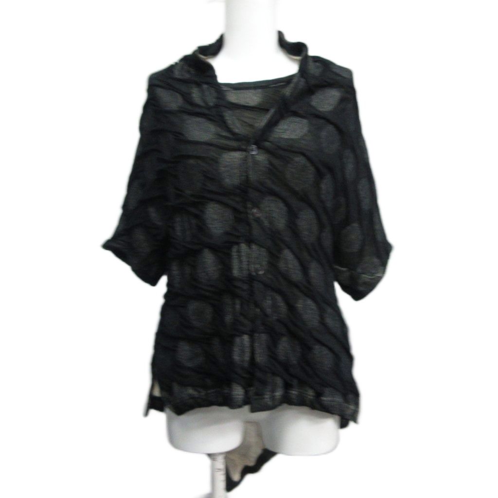 ヨウジヤマモト YOHJI ファム FEMME 23 SS ドットデザイン アンサンブル シャツ ブラウス 2 黒 ブラック FZ-T 75-095