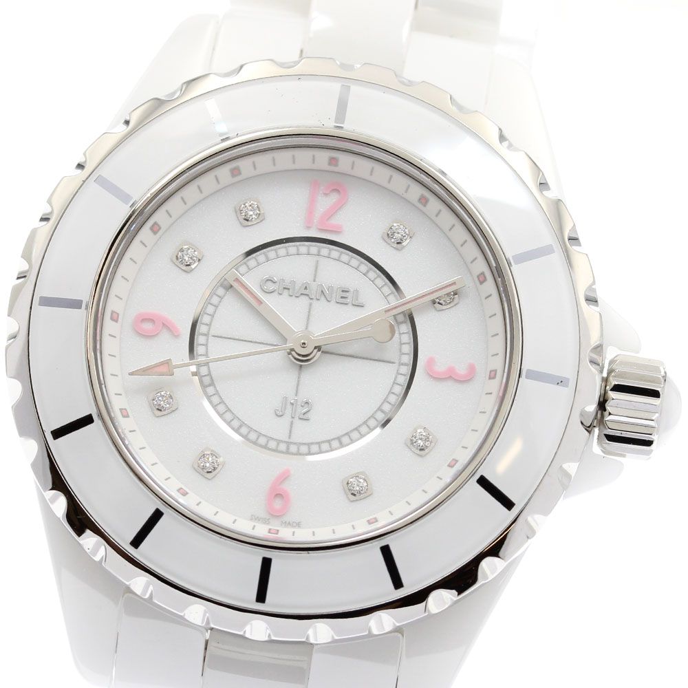 シャネル CHANEL H 4863 J 12 ピンクライト 世界 1200本 8 Pダイヤ クォーツ レディース 箱 保証書付き_923020