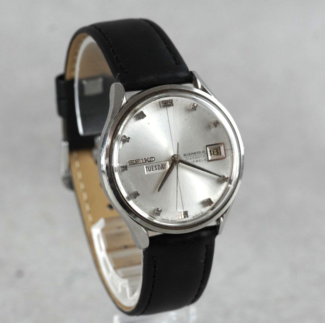 SEIKO Business-A セイコー ビジネスA 27石 自動巻き automatic Vintage Watch 1960年代 ヴィンテージ アンティーク 腕時計 デイデイト Diashock デザイン シルバー