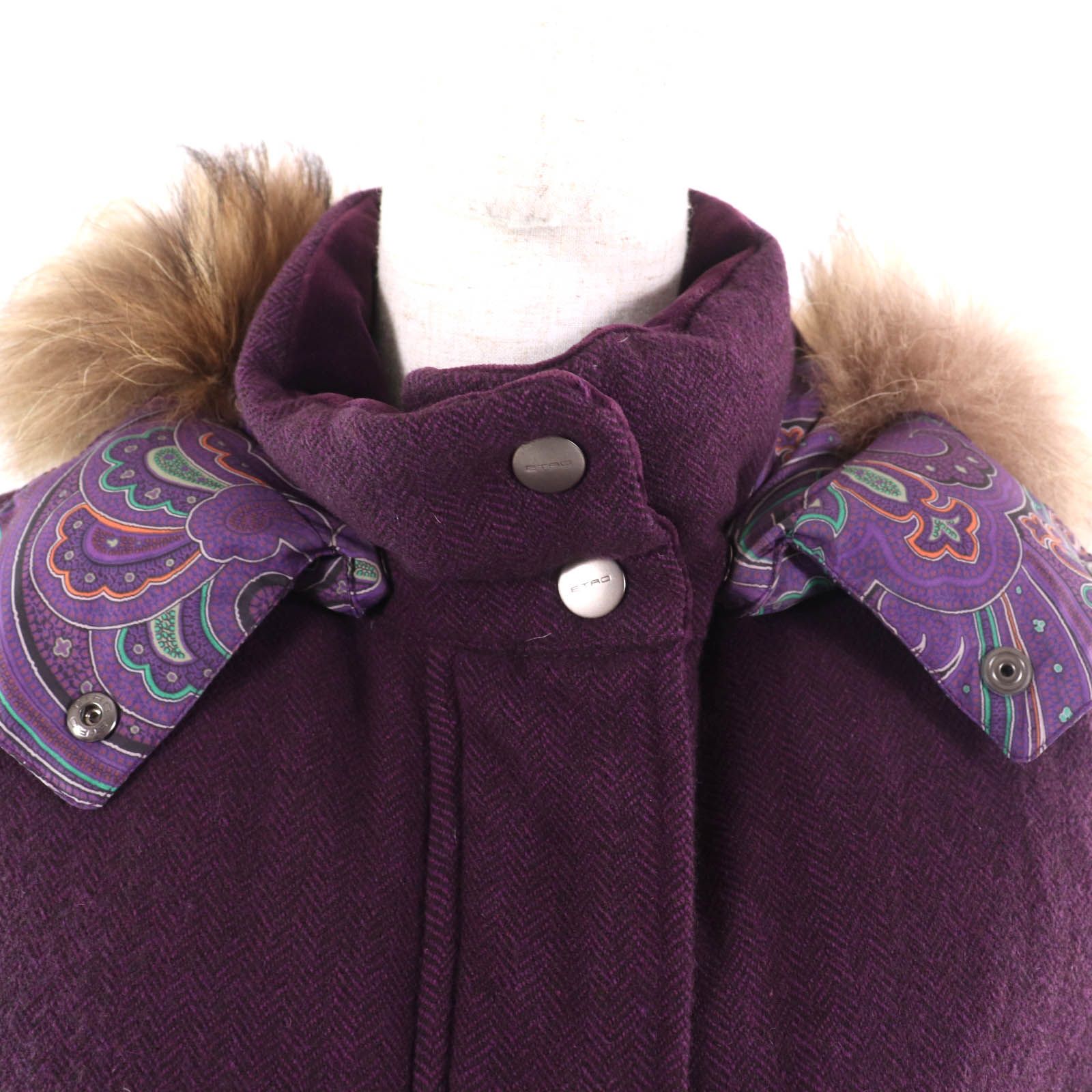 美品☆ETRO エトロ 132-18455-5665 ラクーンファー・フード付 美品☆ETRO エトロ 132-18455-5665 ラクーンファー・フード付