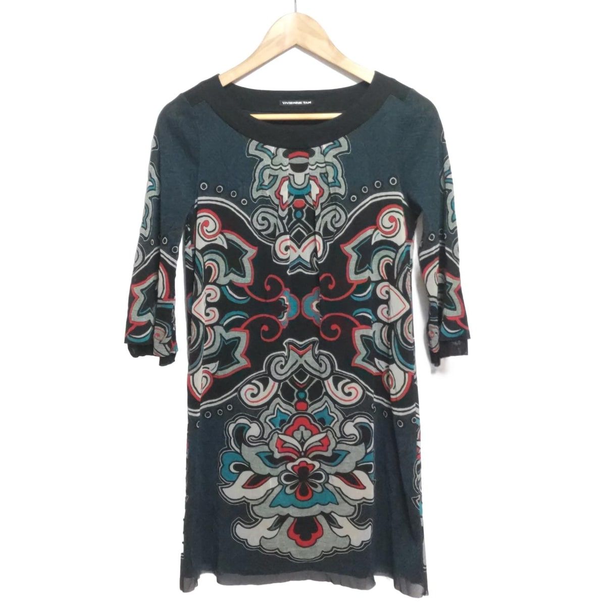 A*a様 VIVIENNE TAM ヴィヴィアンタム ワンピース サイズ 0 チ 中古・古着通販】VIVIENNE TAM (ヴィヴィアンタム) 総柄ワンピース