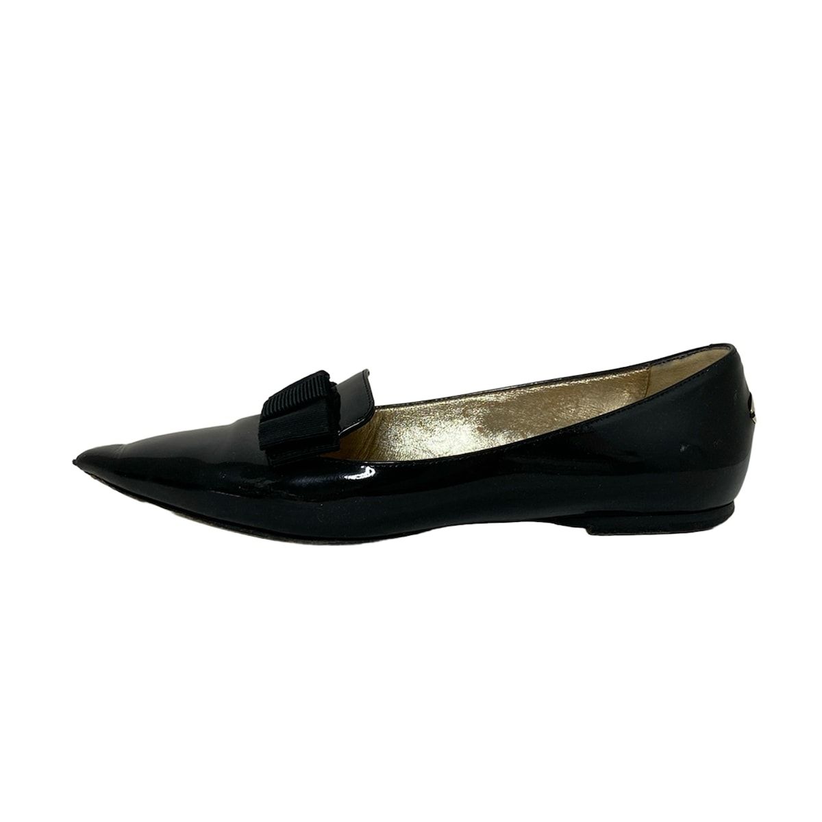 新品未使用JIMMY CHOO リボンフラットシューズ37（24㌢） JIMMY CHOO(ジミーチュウ) フラットシューズ 37 レディース - 黒