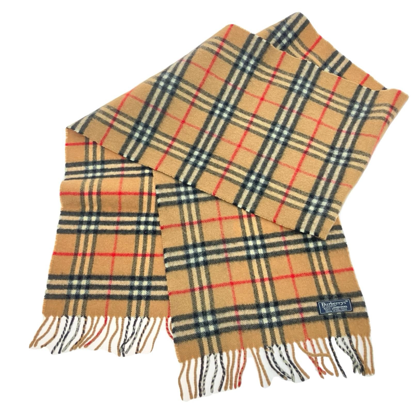 $$ Burberrys バーバリーズ マフラー LAMBSWOOL ノバチェック柄 ブラウン