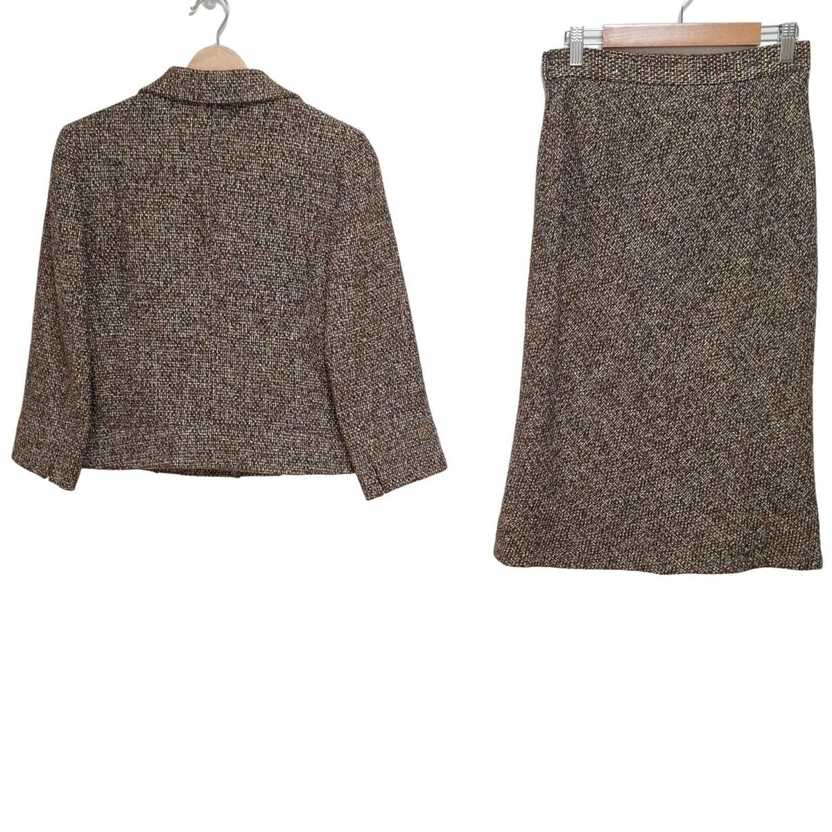 EPOCA エポカ スカートスーツ レディース - ダークブラウン×黒×マルチ ツイード 肩パッド