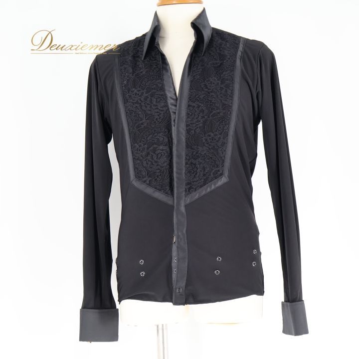 タカダンス・ 安い レース装飾 ブラック 長袖 トップス