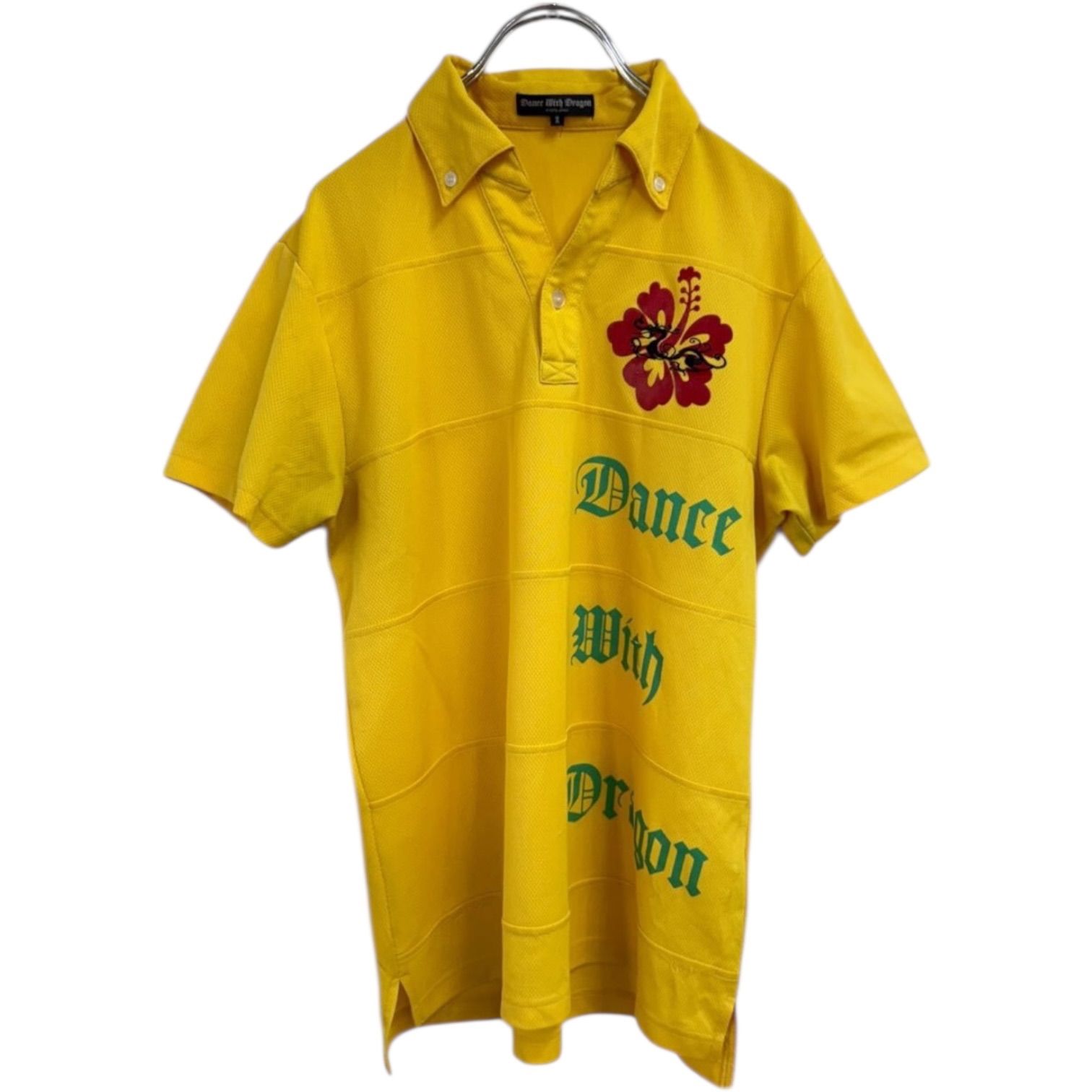 Dance With Dragon ダンスウィズドラゴン 半袖ポロシャツ 黄 刺繍ロゴ