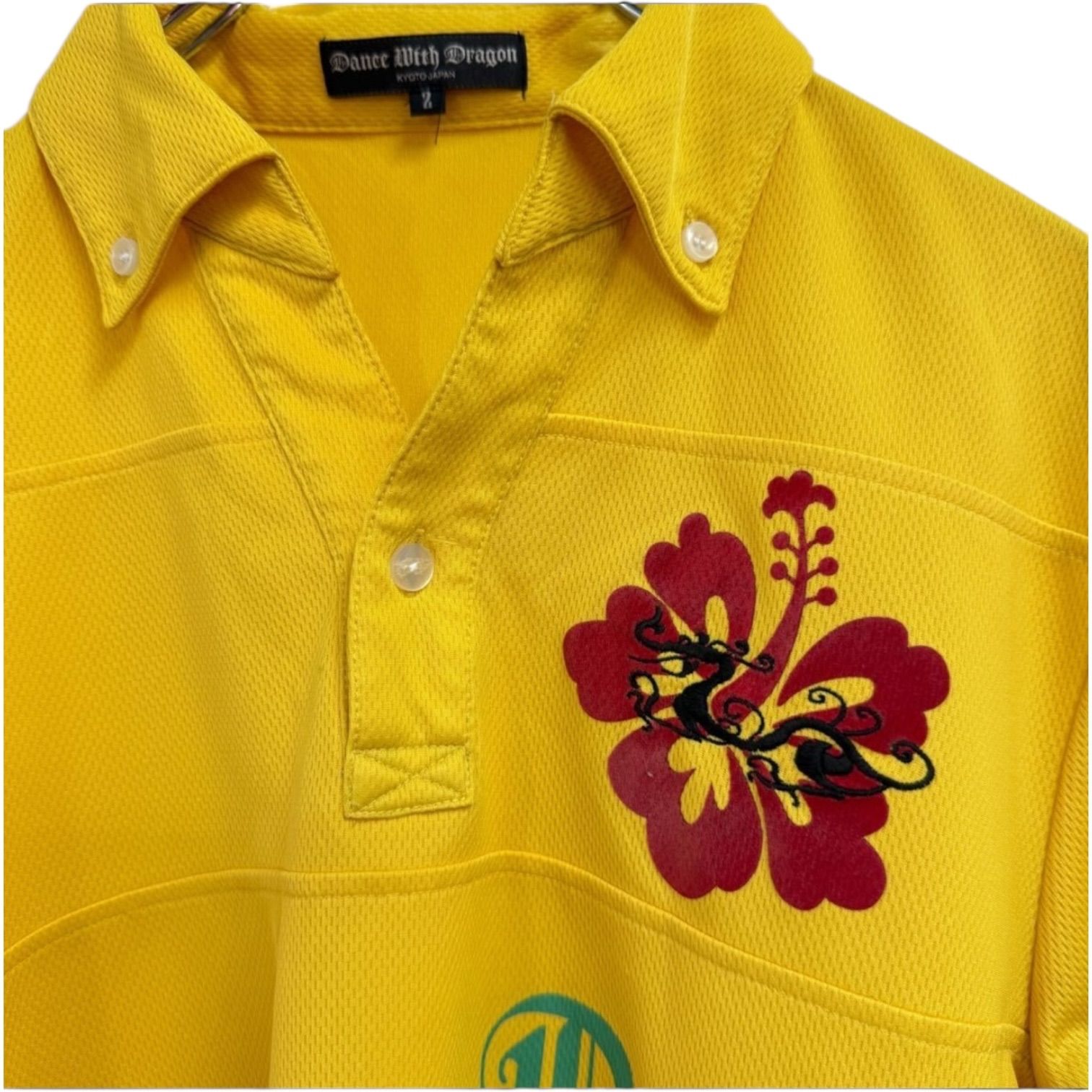 Dance With Dragon ダンスウィズドラゴン 半袖ポロシャツ 黄 刺繍ロゴ