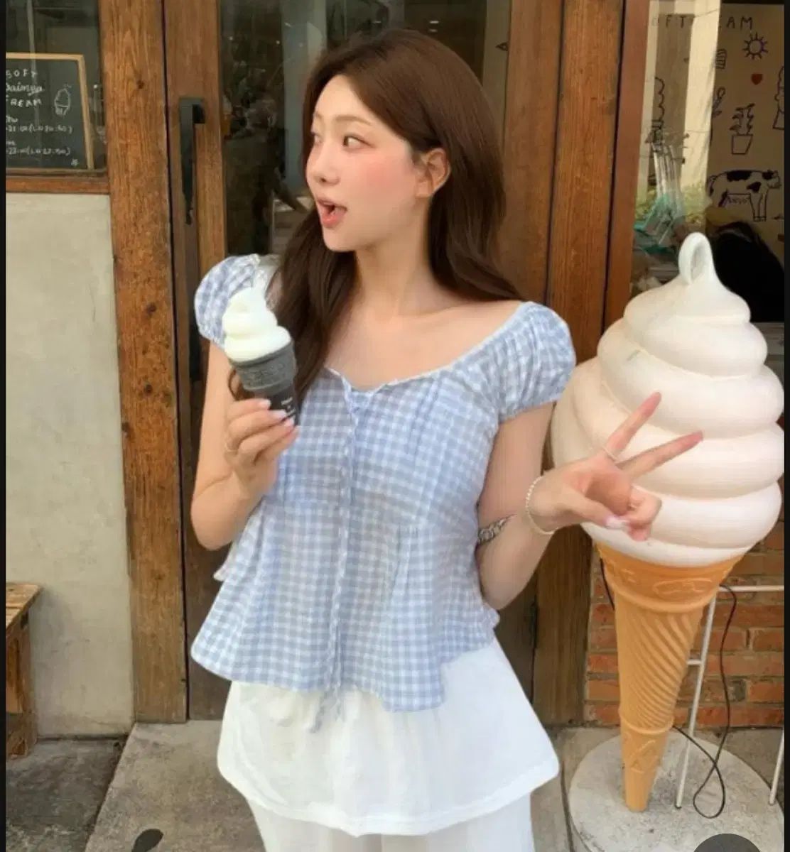 オンデミン riye チェック ブラウス