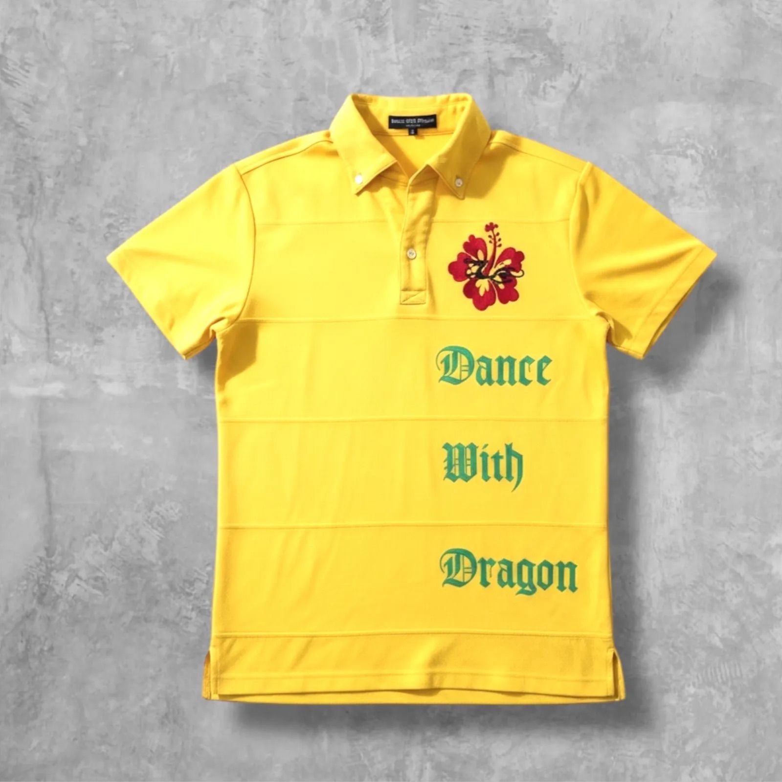 Dance With Dragon ダンスウィズドラゴン 半袖ポロシャツ 黄 刺繍ロゴ
