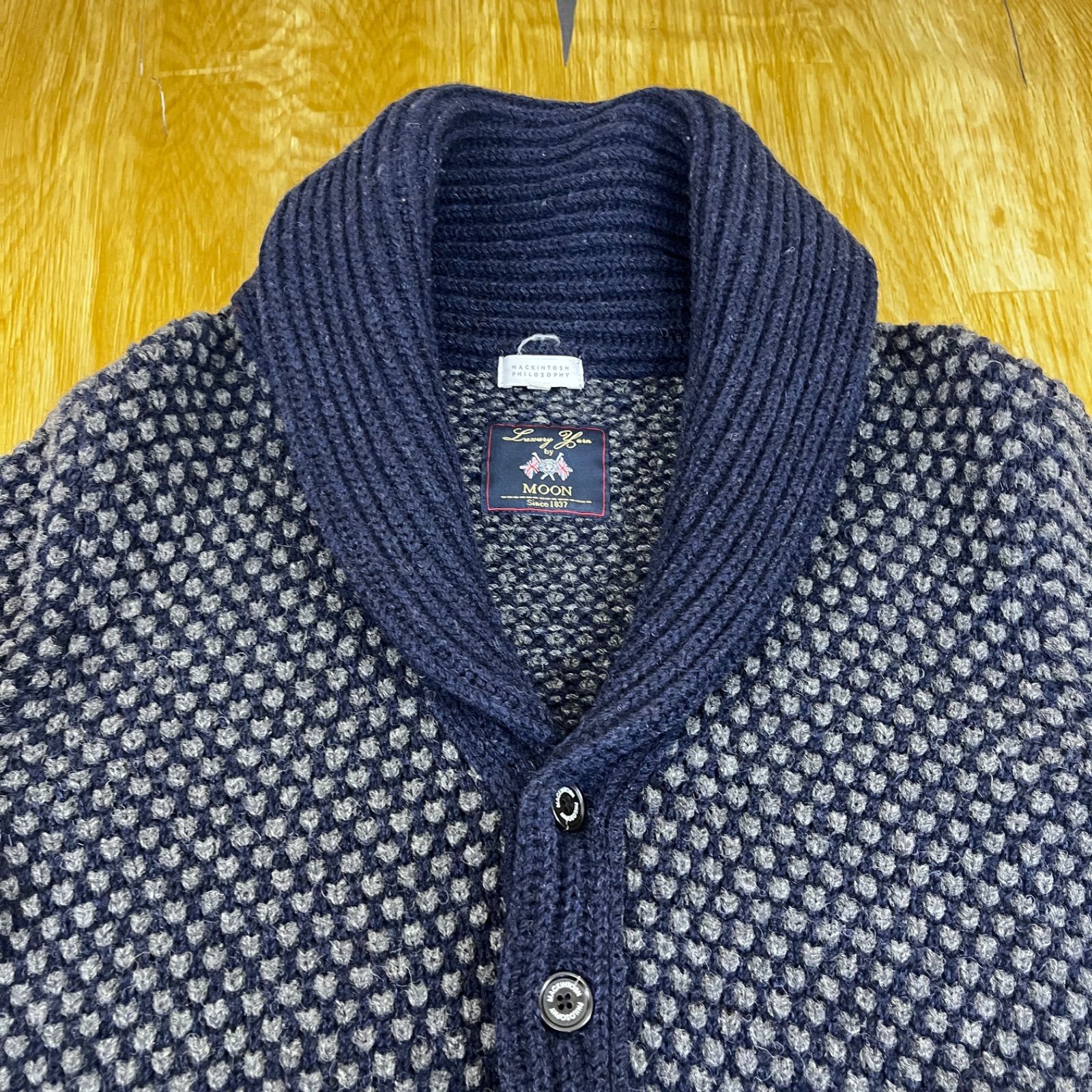 マッキントッシュフィロソフィー ショールカラーカーディガン(ネイビー/S)