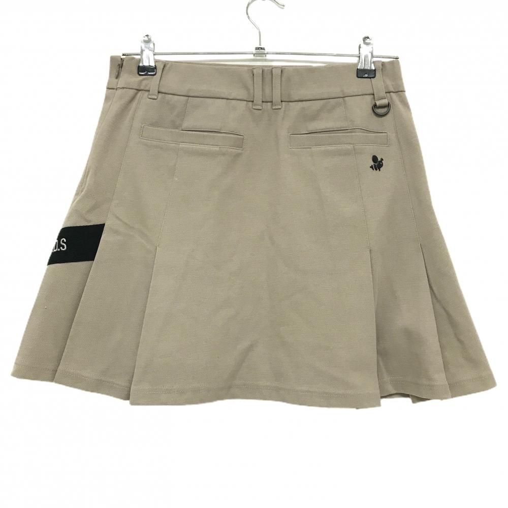 ハチヤーズ スカート ベージュ×黒 サイドロゴ 裾一部プリーツ レディース L ゴルフウェア 8 YARDS